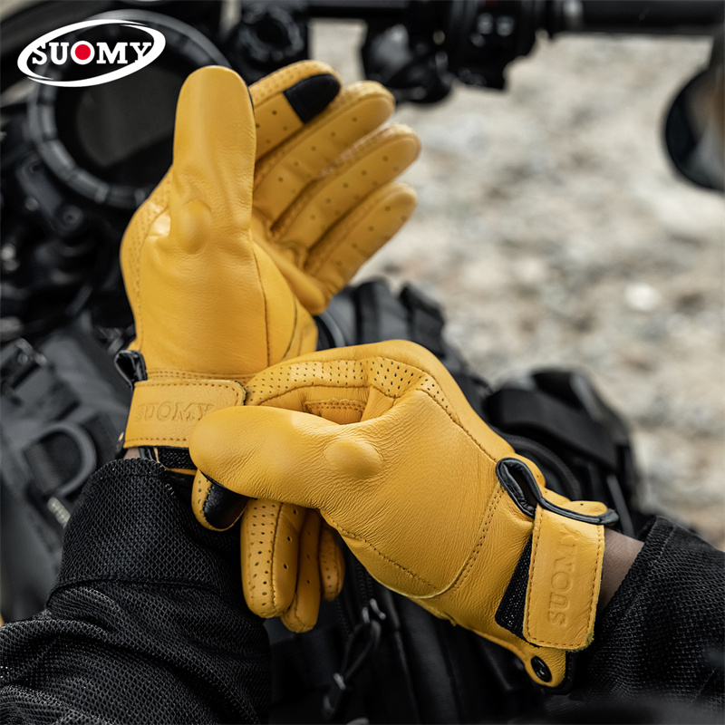 Motorcycle Gear Yellow - Luvas de Couro Retrô Amarelas Não