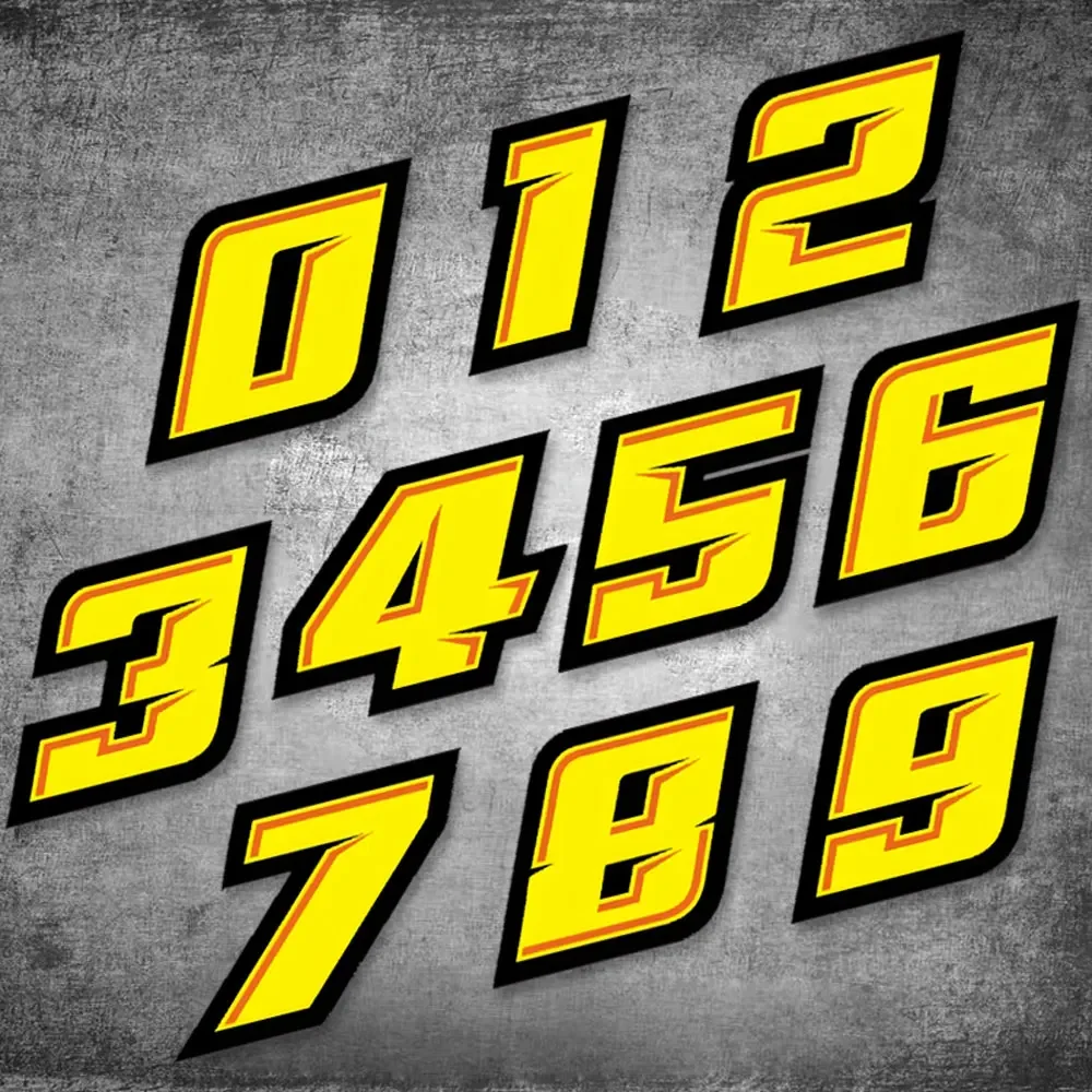 Motorcycle Gear Yellow - 0123456789 número amarelo carro motocicleta adesivos