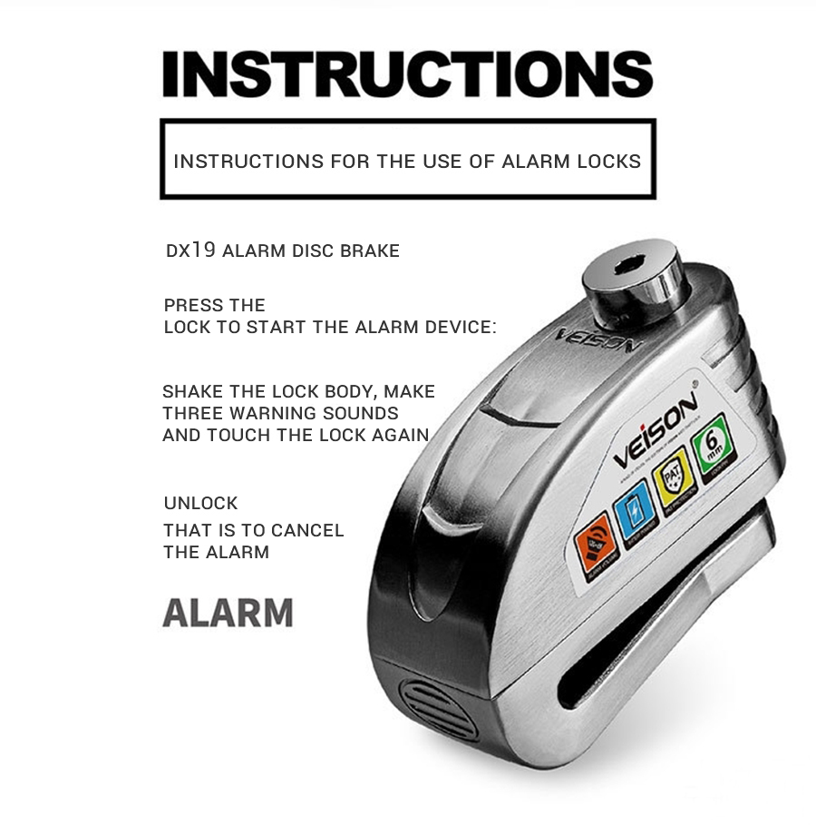 Bloqueio de alarme da motocicl - Disc Lock Brake avaliação e preço